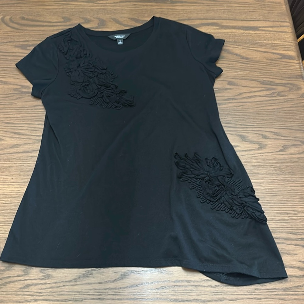 Black Embroidered Women's Top